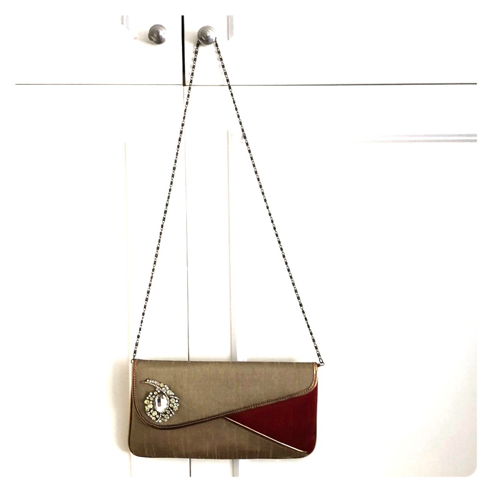 Indian design clutch bag with chain strap
